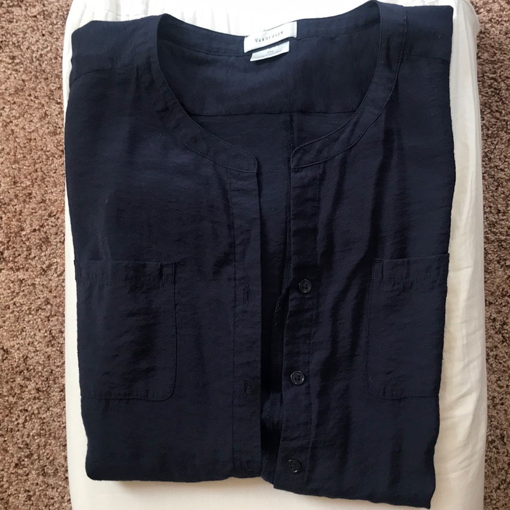 Navy short sleeve blouse